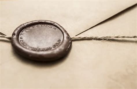 Old Paper Ancient Parchment Scroll Envelope With Wax Seal And Quill