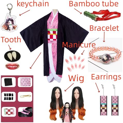 Kamado Nezuko Cosplay Costume Anime Demon Slayers Kimono Kimetsu No