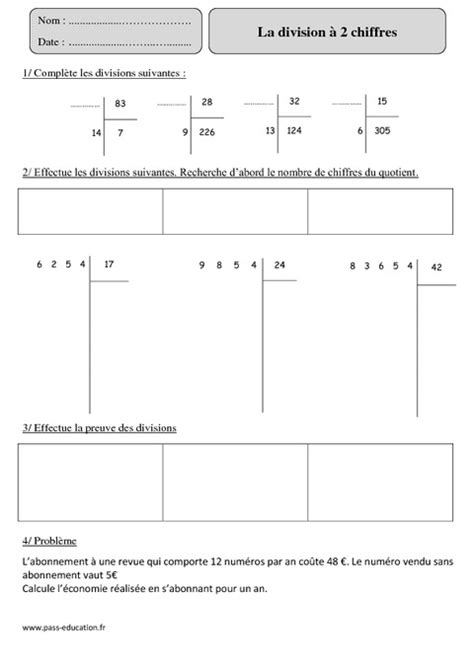 Division Chiffres Cm Exercices Corrig S Calcul