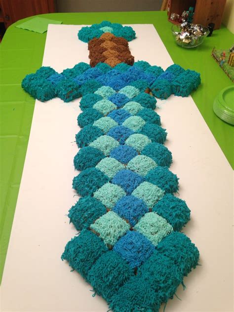 Minecraft Sword Cake Made With 84 Square Cupcakes Minecraft Birthday