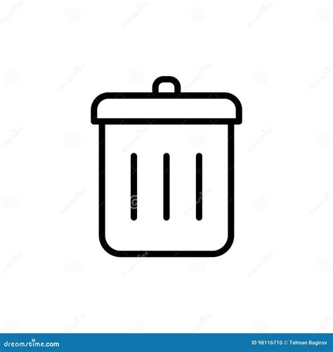 Line Trash Can Icon Isolated On White Background Garbage Bin Sign