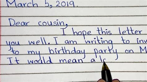 Letter To Cousin Inviting Him Her To Your Birthday Party Informal