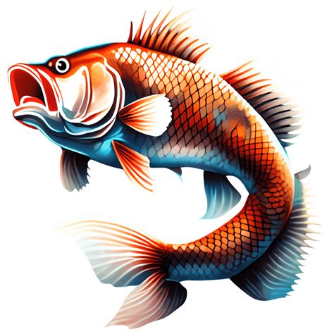 Carp Jumping Out Of Water Digital Graphic · Creative Fabrica