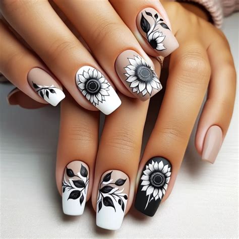 Vibrant Yellow Sunflower Nail Design Ideas