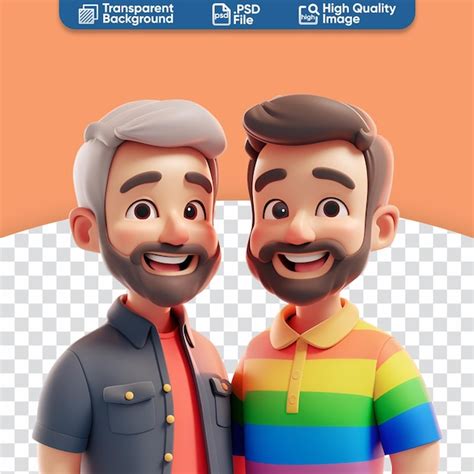 Símbolo de orgullo de amor en d render pareja gay feliz pareja lgbt