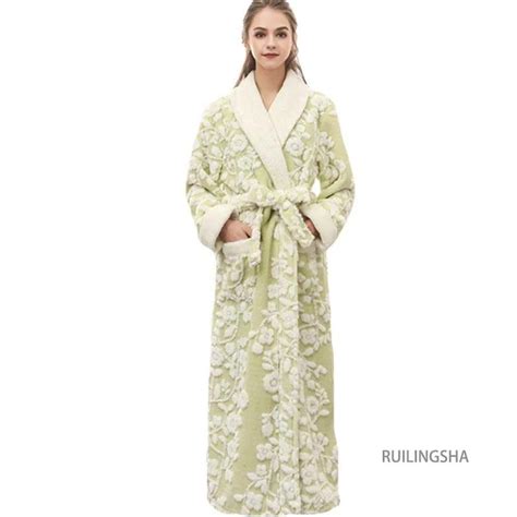 Albornoz Largo De Franela Para Mujer Bata De Ba O C Lida Kimono Grueso