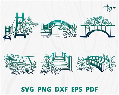 Floral Bridges Svg Bundle Bridge Svg Bridge With Flower Bridge Cut