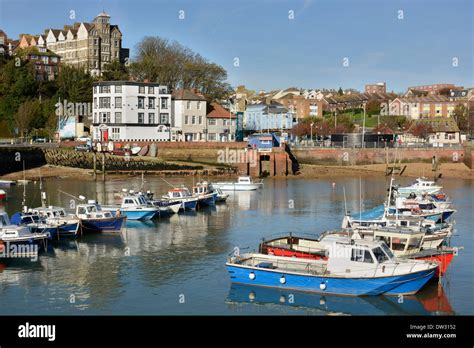 Harbour With Fishing Boats At Folkestone In Kent England Stock Photo