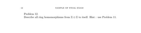 Problem 12. Describe all ring homomorphisms from Z⊕Z | Chegg.com