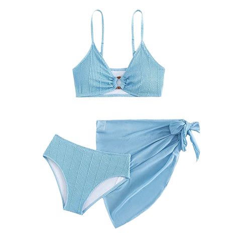 Hiijoy Big Girls Bikini Set With Cover Up Swimsuit Beach Bathing Suit 3 Piece Walmart