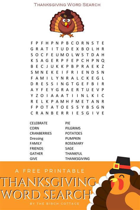 Printable Thanksgiving Word Search