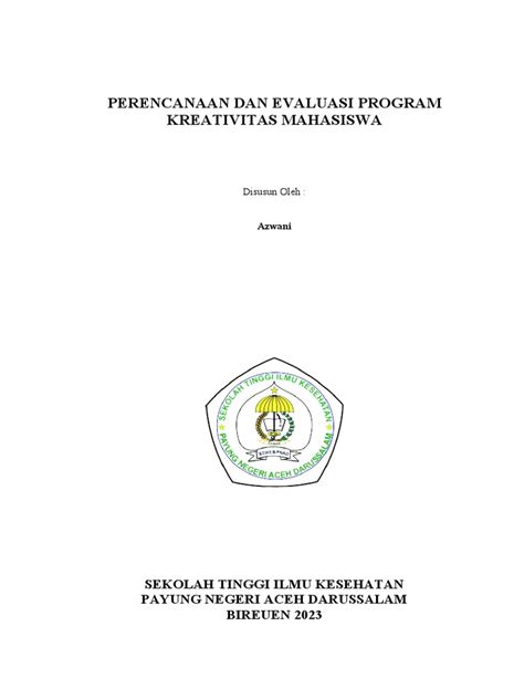 Perencanaan Dan Evaluasi Program Kreativitas Mahasiswa Pdf