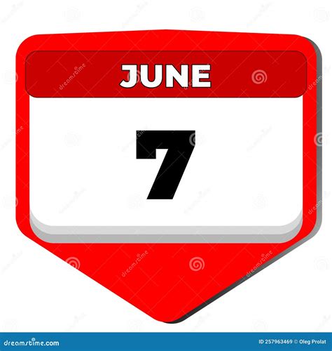 7 June Vector Icon Calendar Day 7 Date Of June Seventh Day Of June