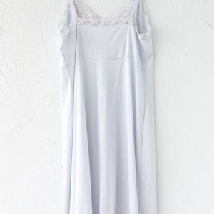 Vintage S S Lace Slip Dress Silver Boho Sheer Lingerie Etsy