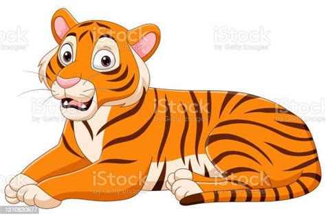 Tigre De Dessin Animé Disolement Sur Le Fond Blanc Vecteurs Libres De