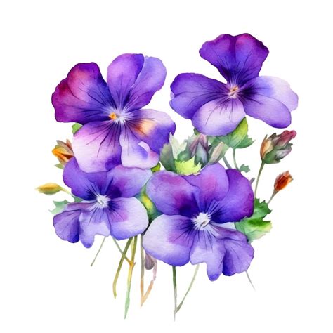 Tinta Aquarela De Flores Violetas Vetor Premium