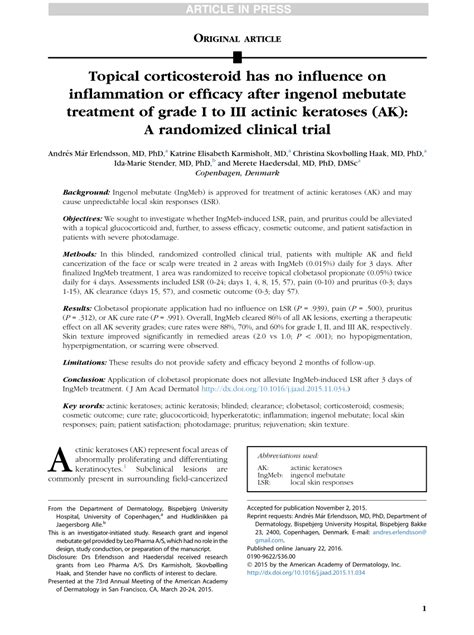 Pdf Topical Corticosteroid Has No Influence On Inflammation Or