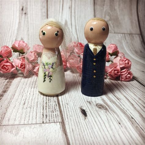 Wedding peg dolls. Bride and Groom Peg Doll Wedding Cake | Etsy