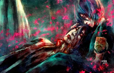 Wallpaper girl, blood, guy, Bleach, Bleach, art, wound, kuchiki byakuya ...