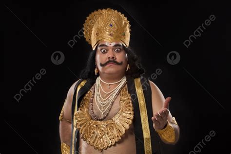 Portrait Of A Man Dressed As Raavan Gesturing Photo Background And ...