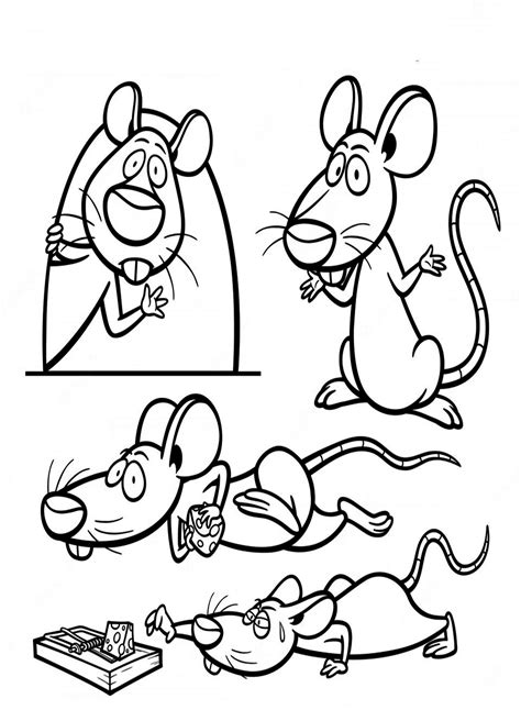 Cartoon Rat With Cheese Trap Coloring Page Free Printable Coloring Pages