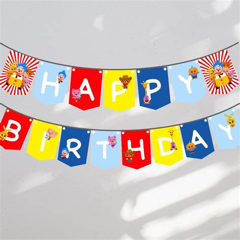 Happy Birthday Pennant Plim Plim Happy Birthday Banner Plim Plim Etsy