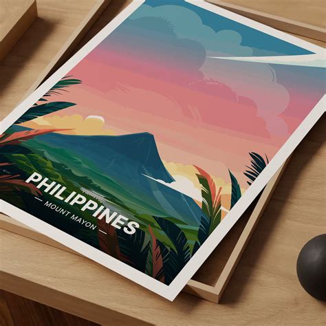 mount mayon philippines travel poster traditional filipino art exotic
