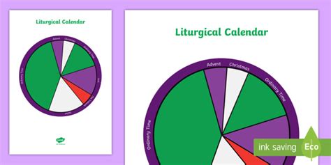 Liturgical Calendar A4 Display Poster - Liturgical colours