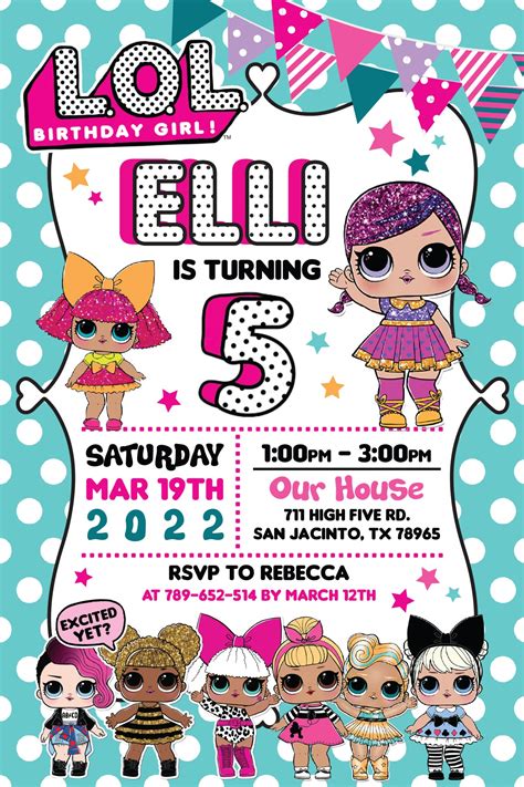 Lol Dolls Birthday Digital Or Printed Invitation With Or Without Photo