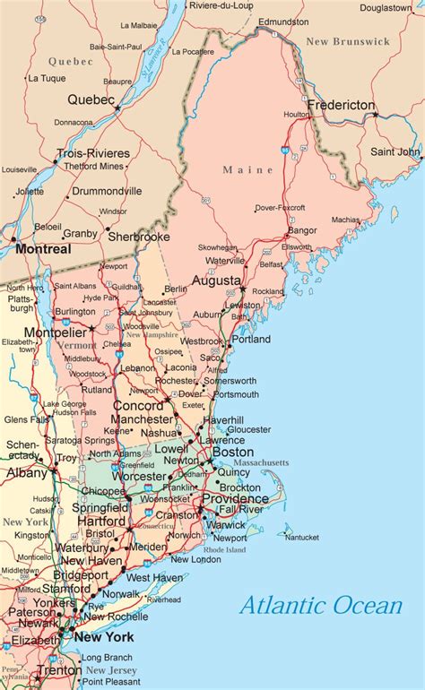 New England Map - Maps of the New England States