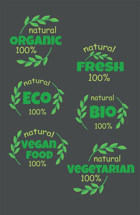 Vector Graphics Eco Bio Organic And Natural Products Sticker Label Badge And Logo Green Leaves