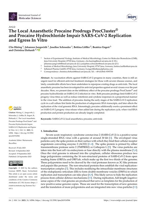 Pdf The Local Anaesthetic Procaine Prodrugs Proccluster® And Procaine