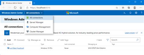 windows admin centre  server manager microsoft qa