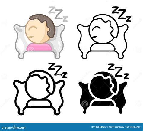 Set Icons Of A Sleeping Person On Pillow Stock Vector Illustration