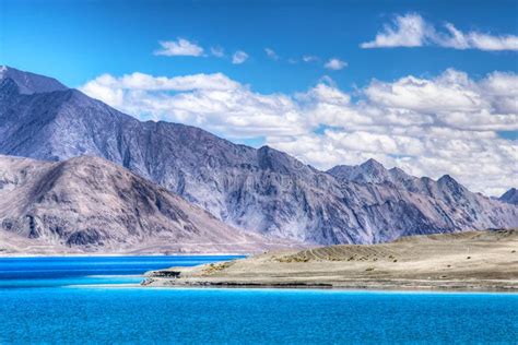 mountains pangong tso lakelehladakhjammu  kashmirindia stock