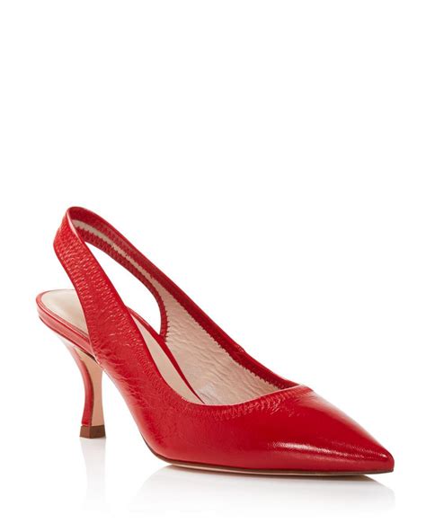 Lyst Stuart Weitzman Womens Odette Kitten Heel Slingback Pumps In Red