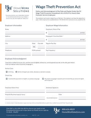 Fillable Online Notice And Acknowledgment Of Pay Rate And Payday Under