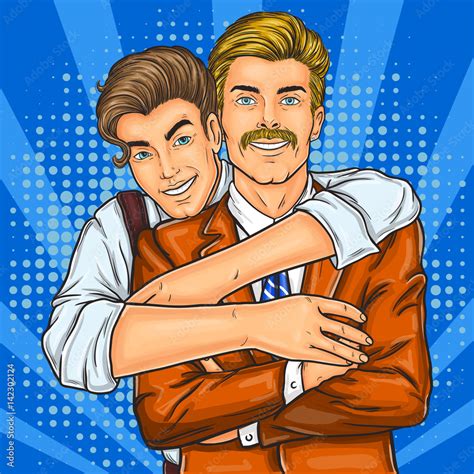 Illustration And Portrait Of Happy Gay Couple Stock Illustration Adobe Stock