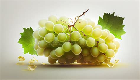 Ramo De Uvas Blancas Deliciosas Aisladas En Fondo Blanco Ai Generativo