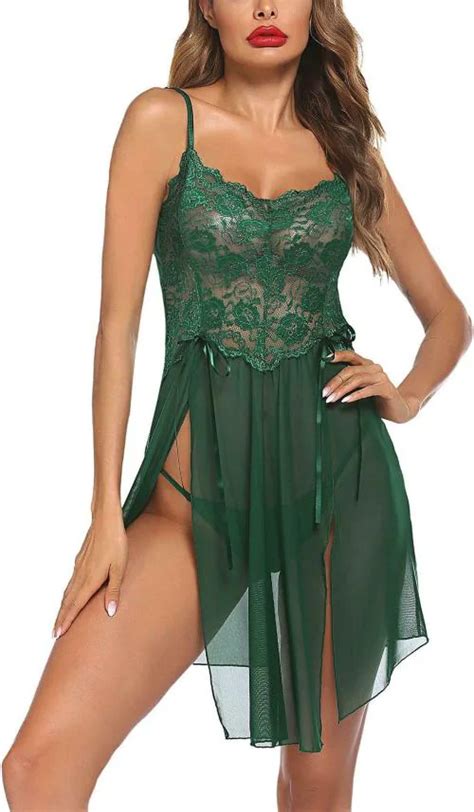 Buy Ssoshhub Women Green Solid Lycra Blend Baby Doll Lingerie Set