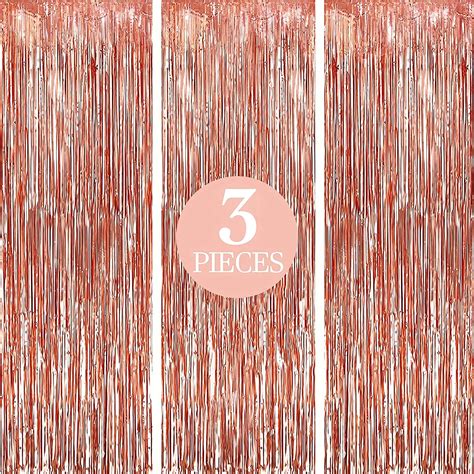 Buy Katchon Rose Gold Fringe Curtain Xtralarge 8x3 2 Feet Pack Of 3