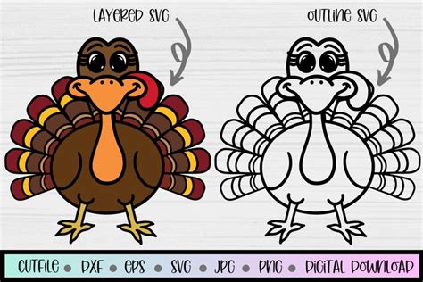 Turkey Svg Thanksgiving Svg Bird Svg Silhouette Cutting File Svg File