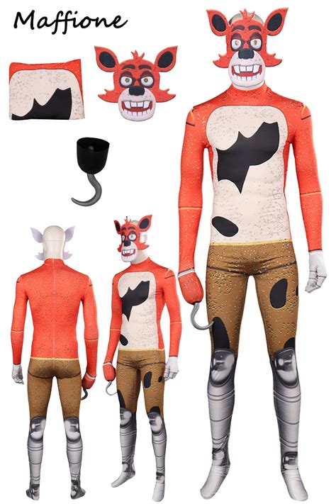 Foxy Cosplay Men Bodysuits Horror Game Fnaf Disguise Costume Jumpsuit