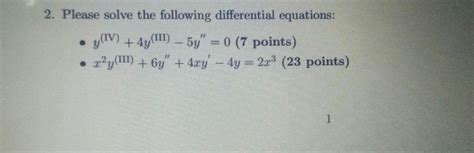 Solved 2 Please Solve The Following Differential Equations