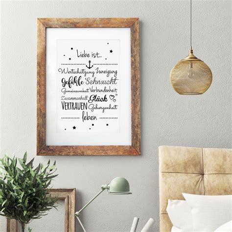 A3 Print Illustration Poster Plakat Druck Mit Spruch Liebe Ist P84