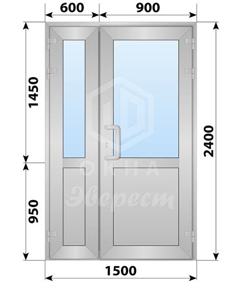 Алюминиевая входная полуторная дверь со стеклом 1500x2400 - купить ...