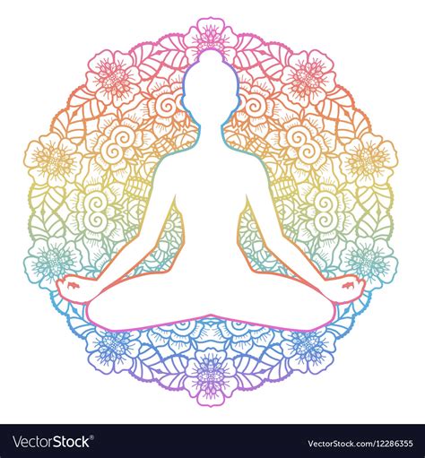 Women Silhouette Yoga Lotus Pose Padmasana Vector Image