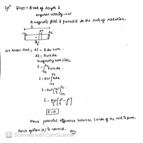 A rod of length l rotates with a uniform angular velocity ω about its