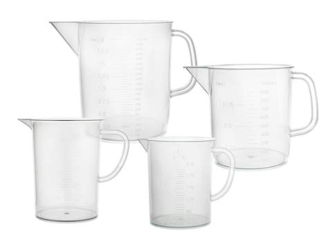 EISCO 4pcs Plastic Pitcher Set 250mL 500mL 1000mL 2000mL Short