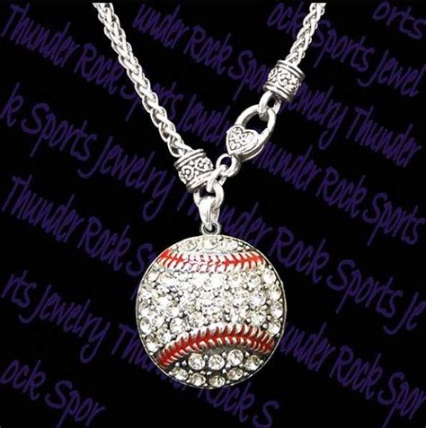 Crystal Baseball Necklace Baseball Necklace Sports Jewelry Baseball